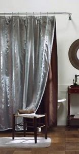 Threshold for Target Shower Curtain Brown with Blue Sheer Taffeta Overlay