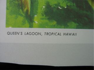 Millard Sheets Print for United Air Lines Queen's Lagoon Tropical Hawaii