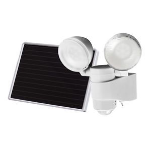 Motion Sensor Security Solar LED Light Dual Head White Black