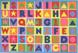 5x7 ABC Area Rug Kids Educational Alphabet Numbers Design Colorful 51" x 78"