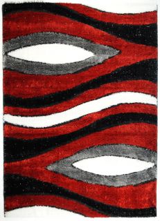 Crystal Glitter Shaggy 4x6 Oval Eyes Contemporary Red Area Rug CRY3540