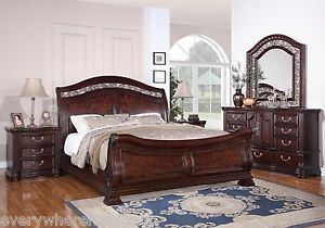 Wynwood Alicante Antigua Cherry King Size Sleigh Wood Bed Bedroom Furniture
