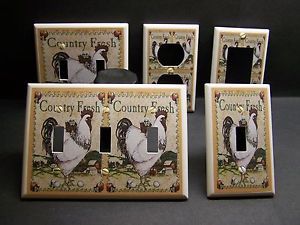 White Rooster Country Farm Kitchen Decor Light Switch or Outlet Cover V372