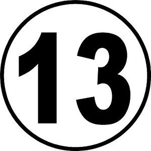 Racing Number 13 Decals for Car or Truck 20" x 20"
