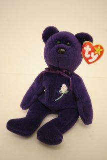 Ty Princess Diana Bear Beanie Baby 1st Edition PVC Pellets No Number Space China