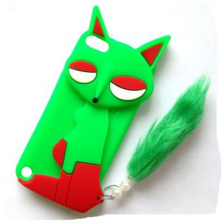 Green Black Soft 3D Fox Silicone Rubber Case Cover Skin for iPod Touch 5 5g Gen