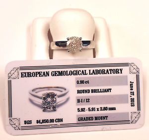 0 90ct Natural Canadian Diamond Solitaire Ring in 10K Gold w Cert Free Sizing