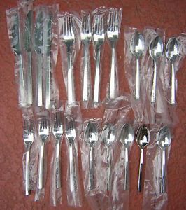 Wedgwood Vera Wang 20 Piece Polished Flatware Stainless Steel Place Settings
