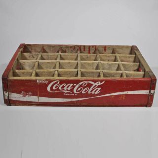 Vintage Red Coca Cola Wood 24 Bottle Carrier Crate