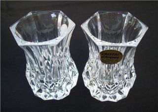 2X Cristal D'Arques France Clear Crystal Glass Mini Bud Vases