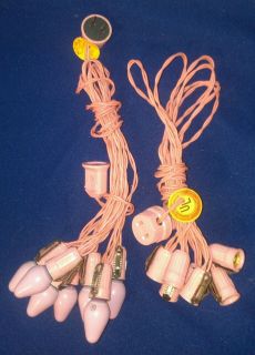 Set of 2 Vintage Pink Light Christmas Tree Lights String Noma String Pink Bulbs