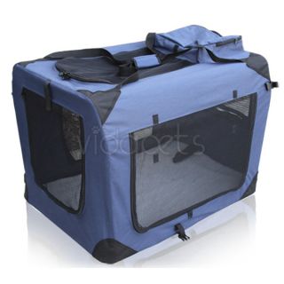 36" Blue Heavy Duty Travel Soft Foldable Dog Cage Crate Kennel Carrier House