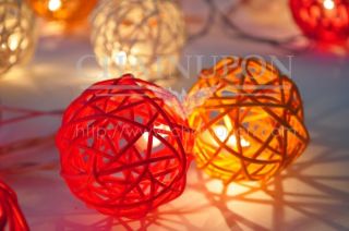 Orange Tone Rattan Ball String Lights Party Home Bedroom Decoration Wedding Gift