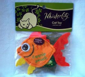 Whisker City Cat Toy Refillable Catnip Pouch with Catnip Fish Motif NIP Meow