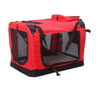 40“ Large Pet Dog Carrier Tote Cage Travel Crate Bag Cat Folding House w Mat Red