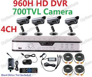4CH 4 Channel 960H HDMI CCTV Video DVR Security System 700TVL Sony CCD Camera