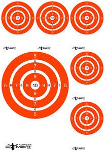 Big Bulls Eye Targets Orange High Visibility Color Target 22LR 9mm BB Gun IC609