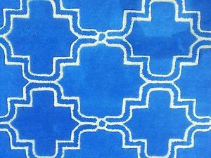 New Scroll Tile Rug Blue Contemporary Moroccan Modern 5x8 Wool Area Rug for Sale