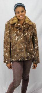 P96 New Brown White Mink Sections Sable Fur Trim Jacket Coat Stroller 12 M