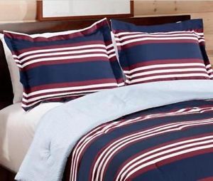 Full Queen Tommy Hilfiger Kempton Red White Blue Stripe Sham Comforter