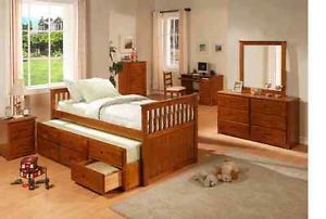 Kids Children Twin Captain Bed with Twin Trundle WI5360