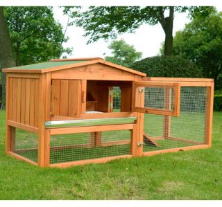 Large Wooden Rabbit Hutch Bunny Cage Chicken Coop Guinea Pig House Animal Supply