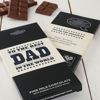 'world's best dad' chocolate bar by the chocolate library