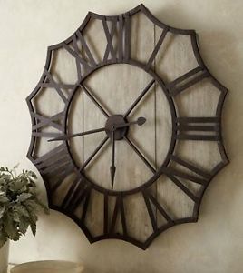 Extra Large Wood and Metal Wall Clock XL Oversize Designer Contemporary Ranch