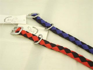 Mad Spaniels Rolled Braided Nylon Dog Collar All Sizes Blue Red Black