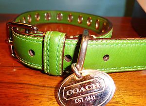 Coach Leather Dog Collar Size Large Green