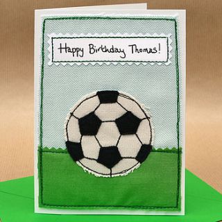 personalised embroidered football card by jenny arnott cards & gifts