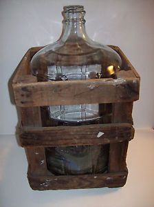 Sparkletts Water 5 Gallon Glass Water Bottle Jug and Wood Crate Great Home Decor