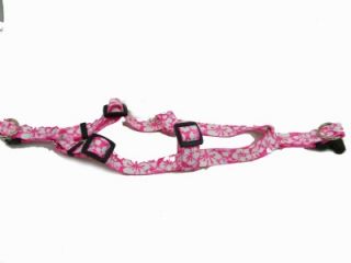 Hawaiian Hibiscus Pink Flower Easy Step in Dog Harness or Leash XS LG