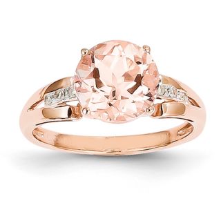 JY10685MG AA 14k Rose Gold Diamond and Morganite Round Ring