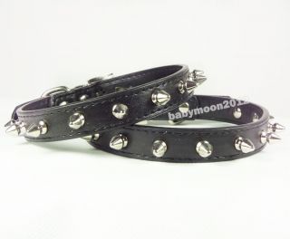 Spiked Studded PU Leather Dog Collar Puppy Collars Small Dog Collars Black S