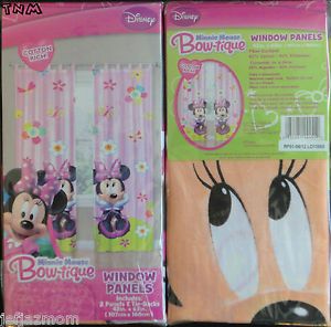 ♦♥♦disney Minnie Mouse Bow tique Window Drapes Curtains Panels Tie Backs♦♥♦