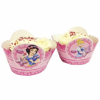 8 Disney Princess Sparkle Style Party Cupcake Cake Wraps Wrappers Decorations