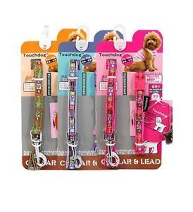 Pet Touch Dog 10mm Collar and Adjustable Leash Lead Set Purple Pink Khaki
