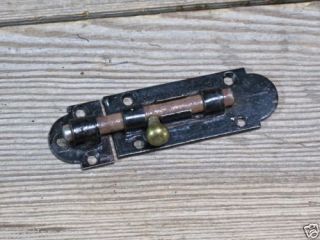 Old Security Lock House Door Slide Latch Brass Bolt Rustic Black Vintage 3 1 2"