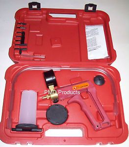 Brake Fluid Bleeder Hand Held Vacuum Pistol Pump Tester Kit w Adapters Case