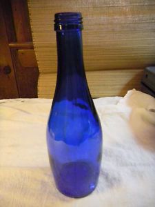 Cobalt Blue Glass Tynant Original Spring Water Bottle 8" Tall