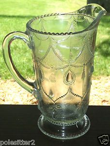 EAPG Greentown Glass 1890 Teardrop and Tassel Early Pattern Glass Water Pitcher