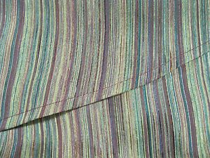 2 Multi Colored Striped Window Treatment Scarves 12 ft Length Green Copper