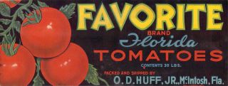 Favorite Vintage Tomato Fruit Crate Label Florida