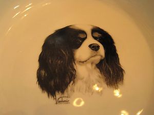 Cavalier King Charles Spaniel Dog Food Water Bowl Rosalinde Porcelain Hand Paint