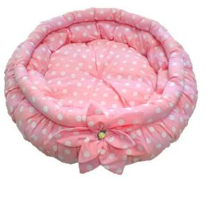 Pink Polka Dot Dog Diva Princess Flower Dog Bed