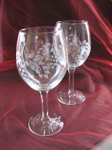Grape Etched Wine Glasses