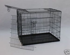36" 3 Doors Folding Dog Crate Cage Kennel No Divider