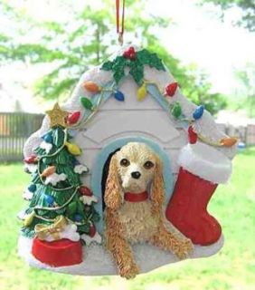New Cocker Spaniel Buff Dog House Christmas Ornament