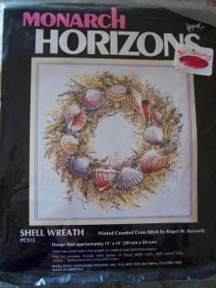 Vintage Monarch Horizons "Sea Shell Wreath" Cross Stitch Embroidery Kit 1987 New